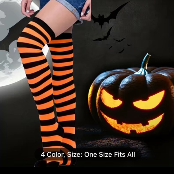 ‼️$7‼️ 4 Pairs Striped Over The Knee Socks - Picture 3 of 6